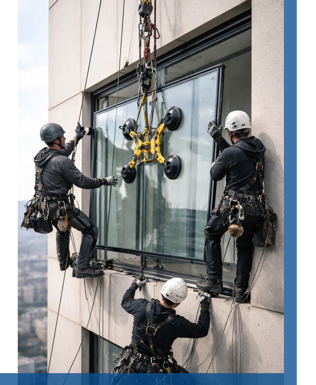 Монтаж стеклопакетов на высоте в Карталах от 3338 р. | ВЫСОТНИК-Крт