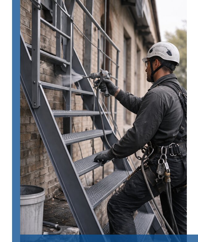 Покраска и антикоррозионная защита пожарных лестниц в Карталах