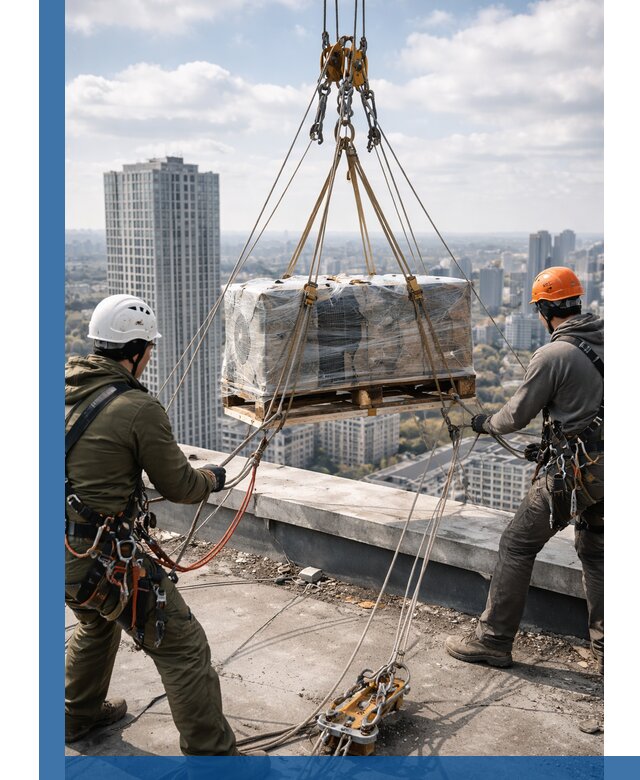 Подъем и монтаж крупногабаритных грузов на крышу в Карталах