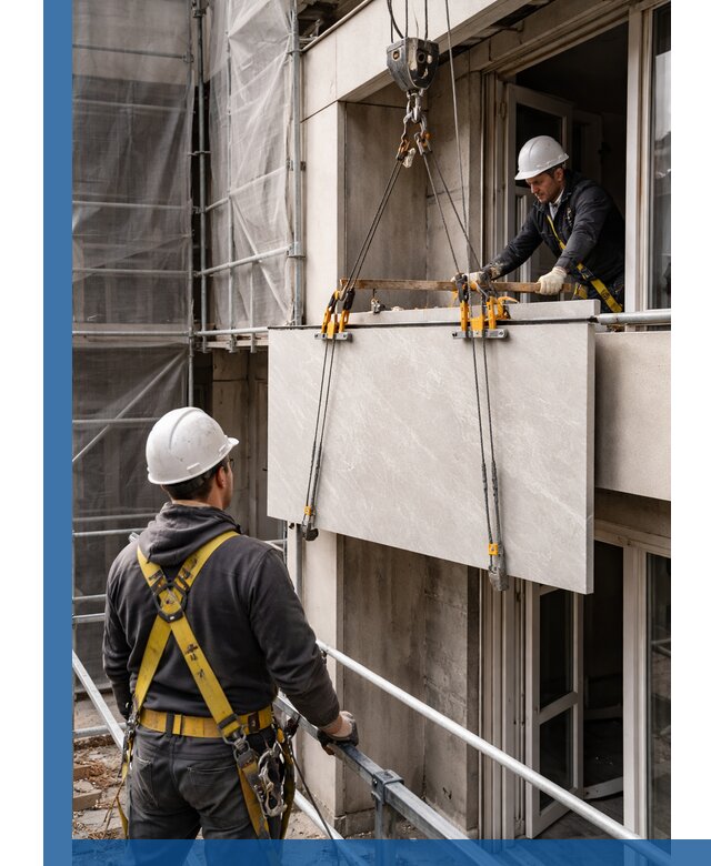 Подъем керамогранита на этаж в Карталах грузчиками и техникой