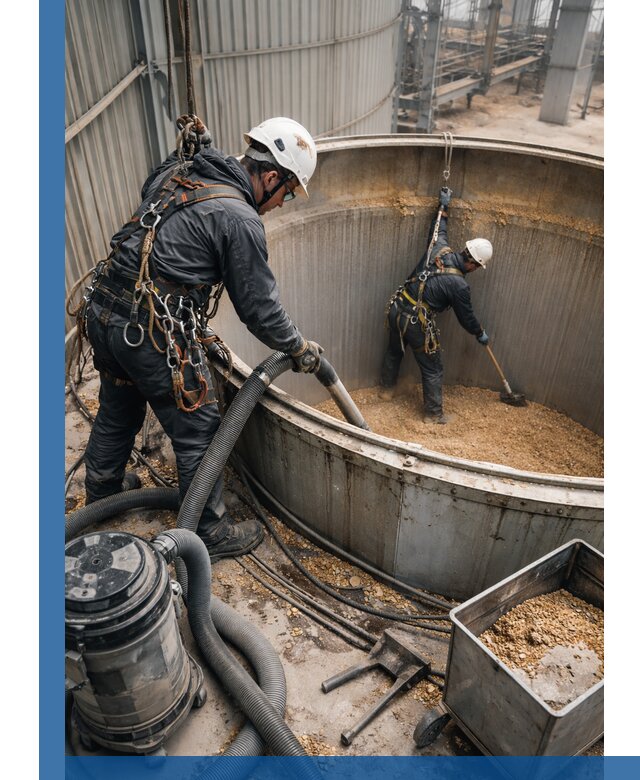 Профессиональная чистка зерновых бункеров в Карталах с выездом