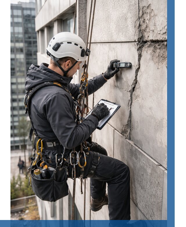 Обследование фасада альпинистами в Карталах от 125 р. | ВЫСОТНИК-Крт