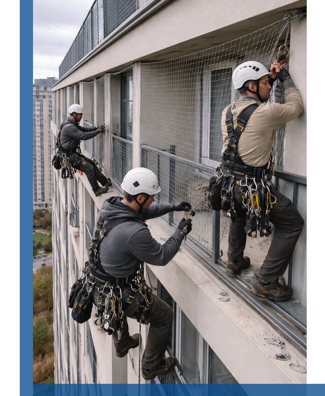 Профессиональный монтаж защитной сетки от птиц в Карталах